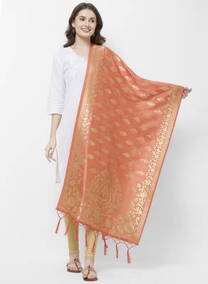 Peach Banarasi Silk Dupatta for woman 1