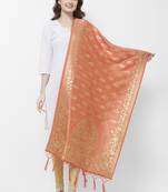 Peach Banarasi Silk Dupatta for woman