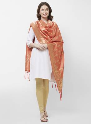 Peach Banarasi Silk Dupatta for woman 4