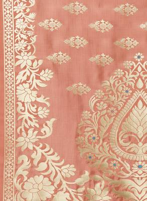 Peach Banarasi Silk Dupatta for woman 5