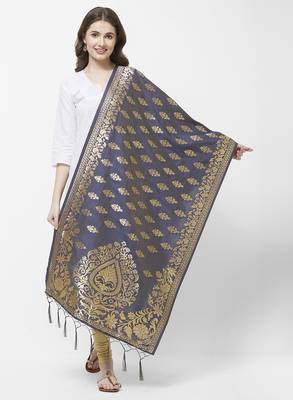 Navy Blue Banarasi Silk Dupatta for woman 1