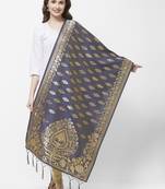 Navy Blue Banarasi Silk Dupatta for woman