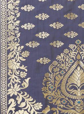 Navy Blue Banarasi Silk Dupatta for woman 5