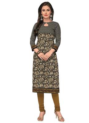 Brown printed cotton cotton-kurtis 1