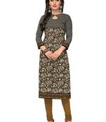 Brown printed cotton cotton-kurtis