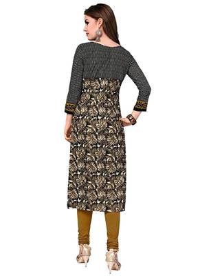 Brown printed cotton cotton-kurtis 2