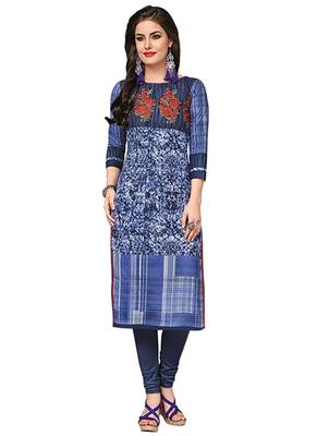 Blue printed cotton cotton-kurtis 1