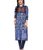 Blue printed cotton cotton-kurtis