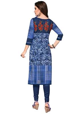 Blue printed cotton cotton-kurtis 2