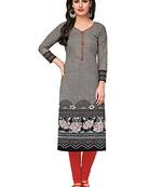 Black printed cotton cotton-kurtis