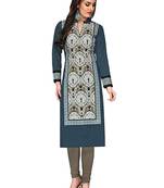 Blue printed cotton cotton-kurtis