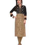 Beige printed cotton cotton-kurtis