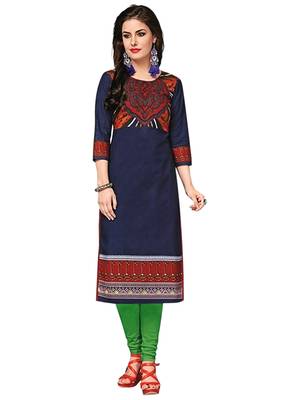 Blue printed cotton cotton-kurtis 1