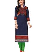 Blue printed cotton cotton-kurtis