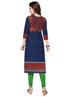 Blue printed cotton cotton-kurtis 2