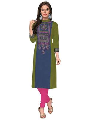Light-green printed cotton cotton-kurtis 1