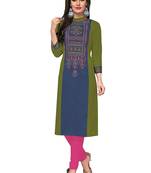 Light-green printed cotton cotton-kurtis