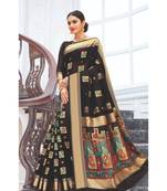 Black Pure Chanderi Cotton Meenakari Traditional Saree