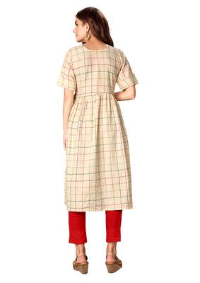 Beige Cotton Flex Anarkali Kurti 2