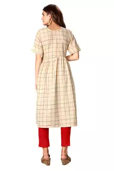 Beige Cotton Flex Anarkali Kurti