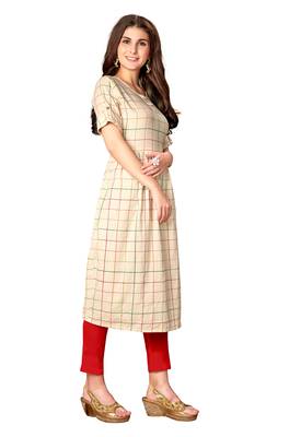Beige Cotton Flex Anarkali Kurti 4