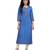 Textured Blue Straight Kurta With Contrast Red Embroidery
