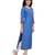 Textured Blue Straight Kurta With Contrast Red Embroidery