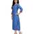 Textured Blue Straight Kurta With Contrast Red Embroidery