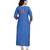 Textured Blue Straight Kurta With Contrast Red Embroidery