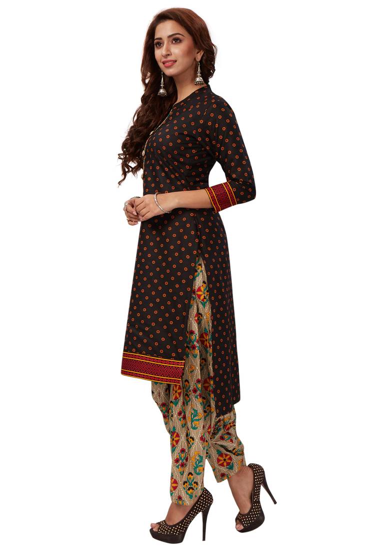 Black Art Silk Patiyala Suit main image 1