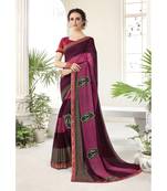 Purple printed georgette saree with blouse