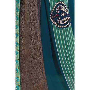 Blue printed georgette saree with blouse 3