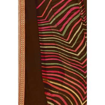 Brown printed georgette saree with blouse 3
