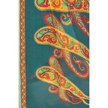 Sky blue printed georgette saree with blouse 3