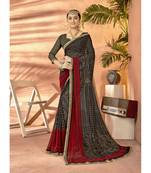 Brown printed georgette saree with blouse