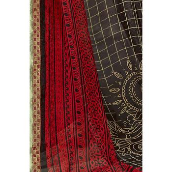 Brown printed georgette saree with blouse 3