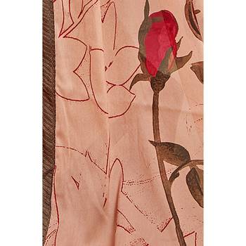 Peach printed georgette saree with blouse 3