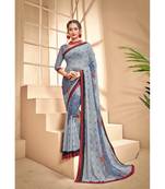 Grey printed georgette saree with blouse