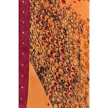 Orange printed georgette saree with blouse 3