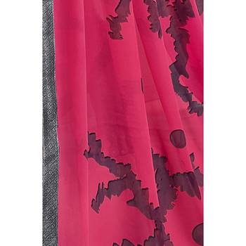 Pink printed georgette saree with blouse 3