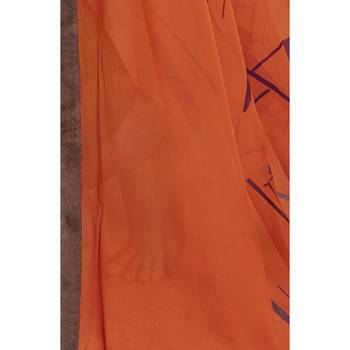 Orange printed georgette saree with blouse 3