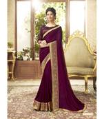 Purple plain chanderi silk saree with blouse