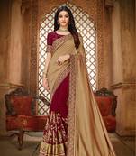 Golden embroidered silk saree with blouse