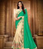 Green embroidered silk saree with blouse