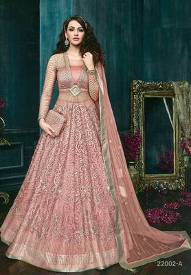 Blush pink  embroidered net anarkali 1