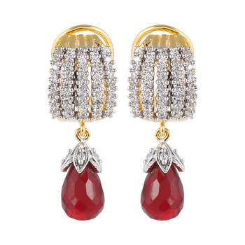 Designer Studded Red Drop Earring 1