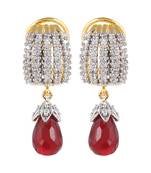 Designer Studded Red Drop Earring