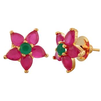 Contemporary Ruby Studded Earring 2