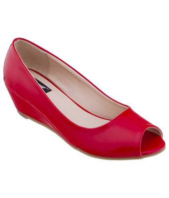 SHERRIF SHOES Women's Red Wedge Heel Pumps  1