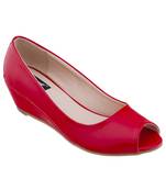 SHERRIF SHOES Women's Red Wedge Heel Pumps 